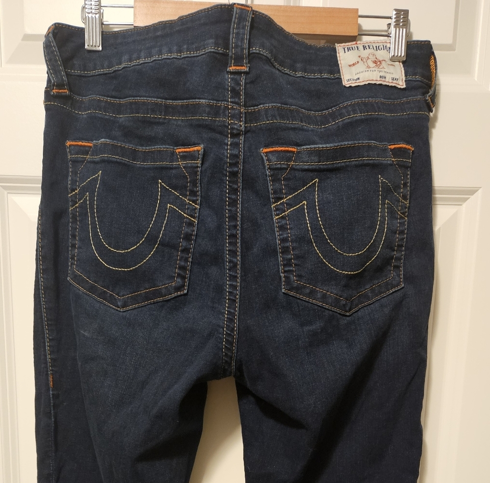 True Religion Women's jeans Jennie Curvy Mid Rise Super Skinny Sz 34 Ankle